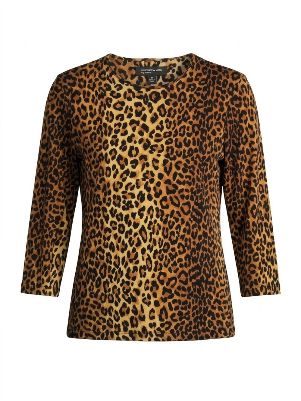 Jones New York Leopard Print 3/4 Sleeve Top Size Medium